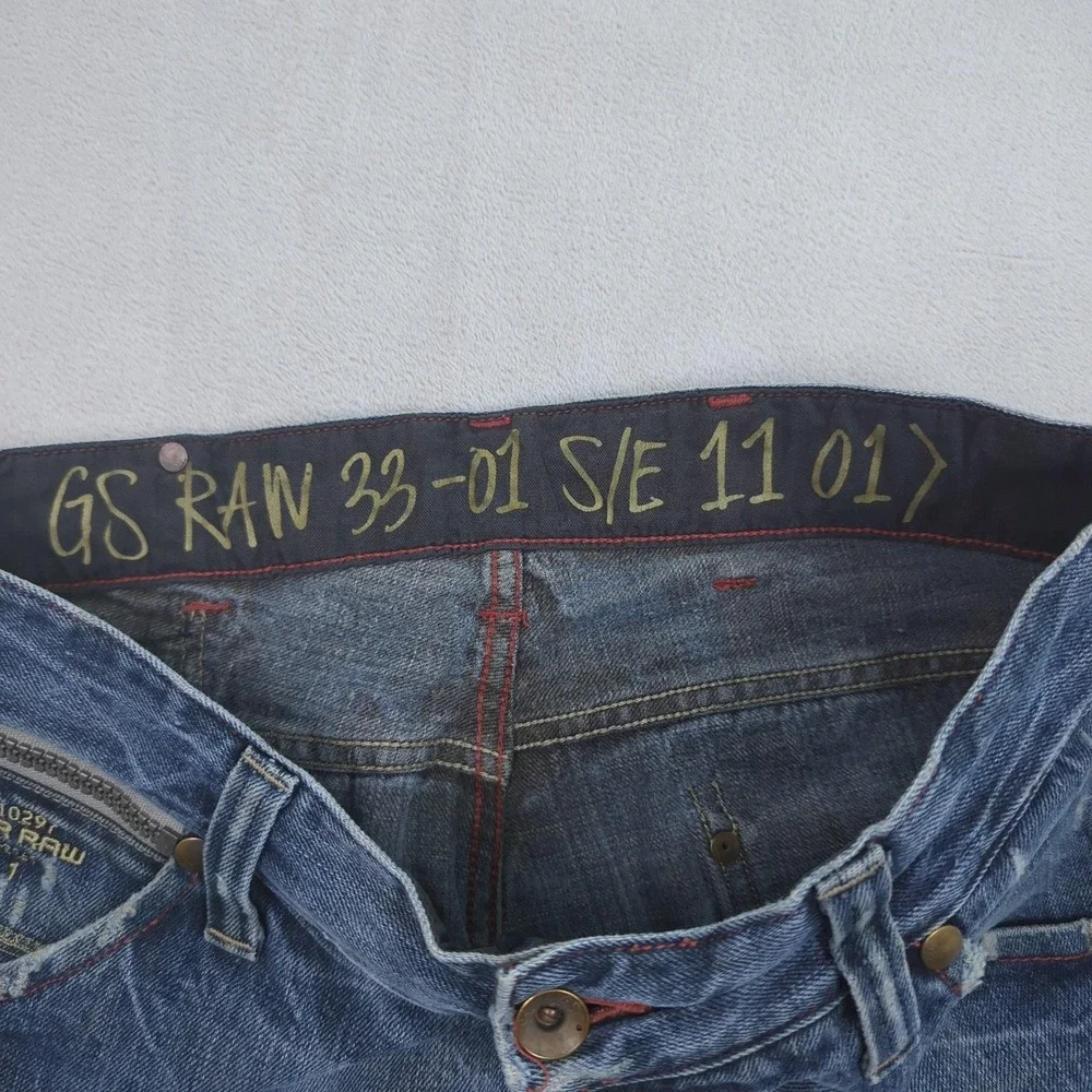 G-Star Raw Studs Straight Jeans Mens 34x32 Blue Denim Button Fly Studded Pockets
